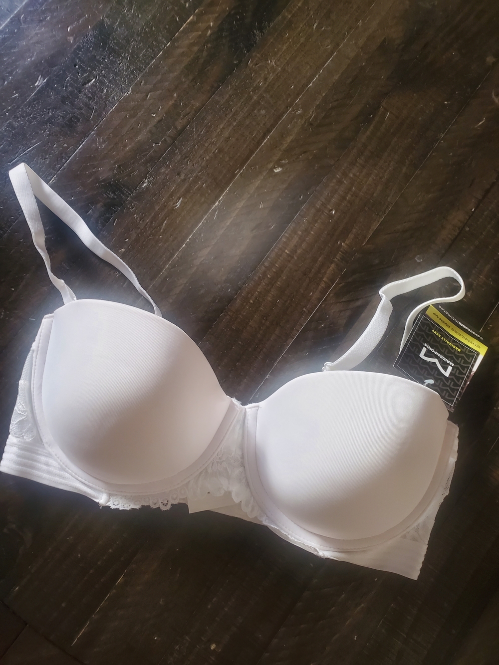 Maidenform White Lace-Trim Strapless Push Up Bra